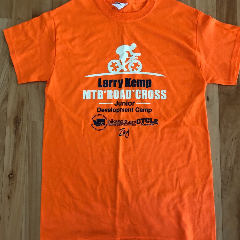 Orange cycling t-shirt, Size: Childs small.